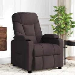 vidaXL Massagefåtölj mörkbrun tyg
