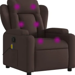 vidaXL Massagefåtölj mörkbrun tyg