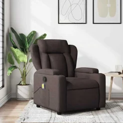vidaXL Massagefåtölj mörkbrun tyg