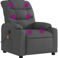 vidaXL Massagefåtölj mörkgrå tyg