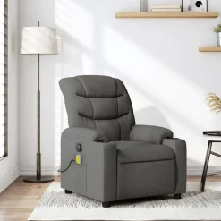 vidaXL Massagefåtölj mörkgrå tyg