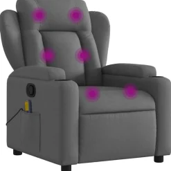 New vidaXL Massagefåtölj tyg Mörkgrå