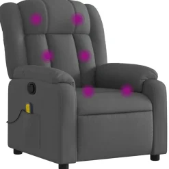 Clearance vidaXL Massagefåtölj tyg Mörkgrå