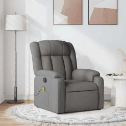 Clearance vidaXL Massagefåtölj tyg Mörkgrå