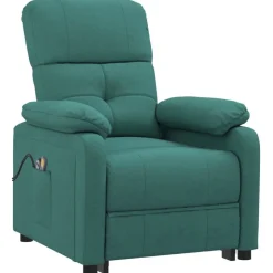 vidaXL Massagefåtölj mörkgrön tyg