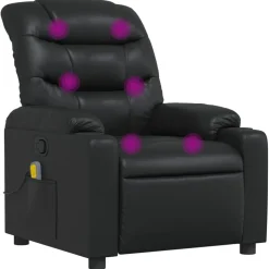 vidaXL Massagefåtölj svart konstläder