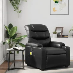 vidaXL Massagefåtölj svart konstläder