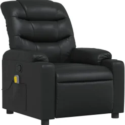 vidaXL Massagefåtölj svart konstläder