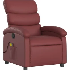 vidaXL Massagefåtölj konstläder Vinröd