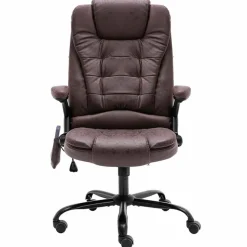 vidaXL Massagekontorsstol mörkbrun konstmocka