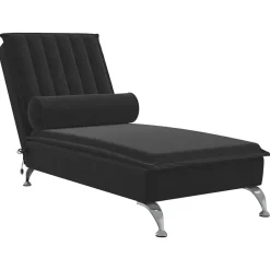 Best vidaXL Massageschäslong med bolster sammet Svart