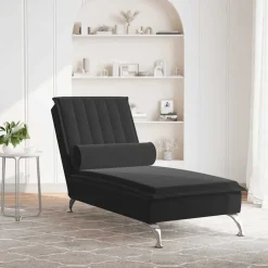 Best vidaXL Massageschäslong med bolster sammet Svart