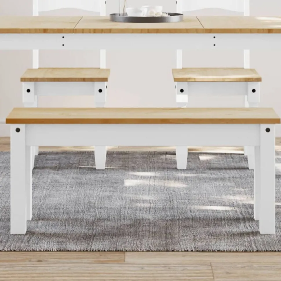 vidaXL Matbänk PANAMA vit 105x30x45 cm massiv furu