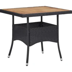 vidaXL Matbord för trädgård svart konstrotting och massiv akacia