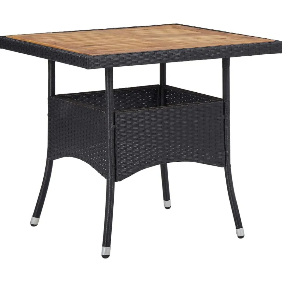 vidaXL Matbord för trädgård svart konstrotting och massiv akacia