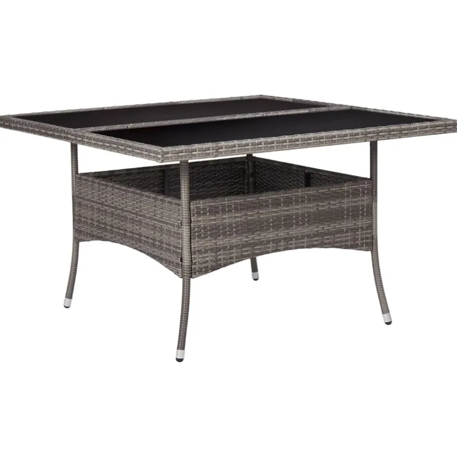 Discount vidaXL Matbord för trädgård konstrotting och glas Grå