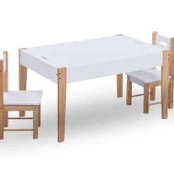 New vidaXL Matbord och stolar för barn 3 delar griffeltavla svart och vit