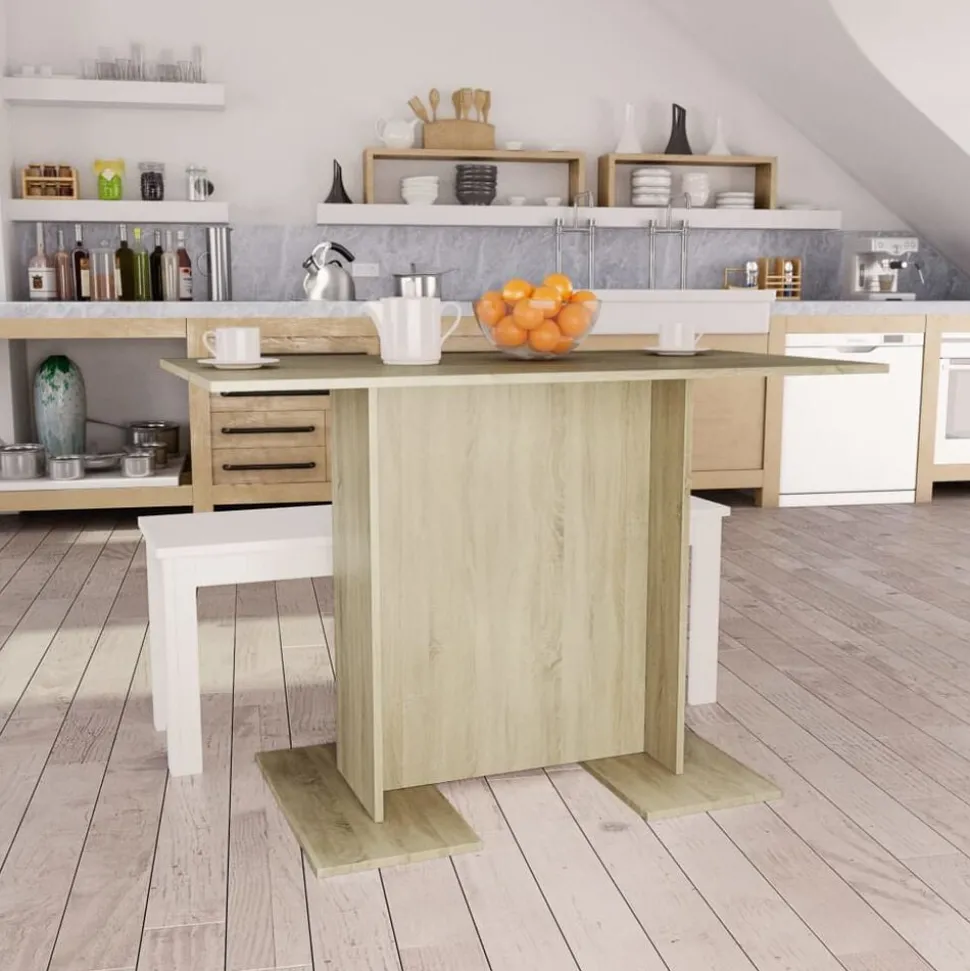 vidaXL Matbord sonoma-ek 110x60x75 cm konstruerat trä