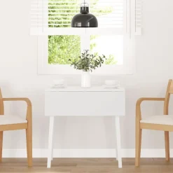 vidaXL Matbord vitt massivt trä gummi