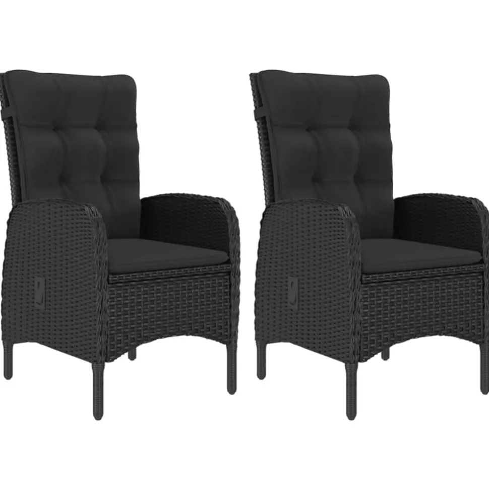 vidaXL Matgrupp för trädgården 3 delar konstrotting och glas svart