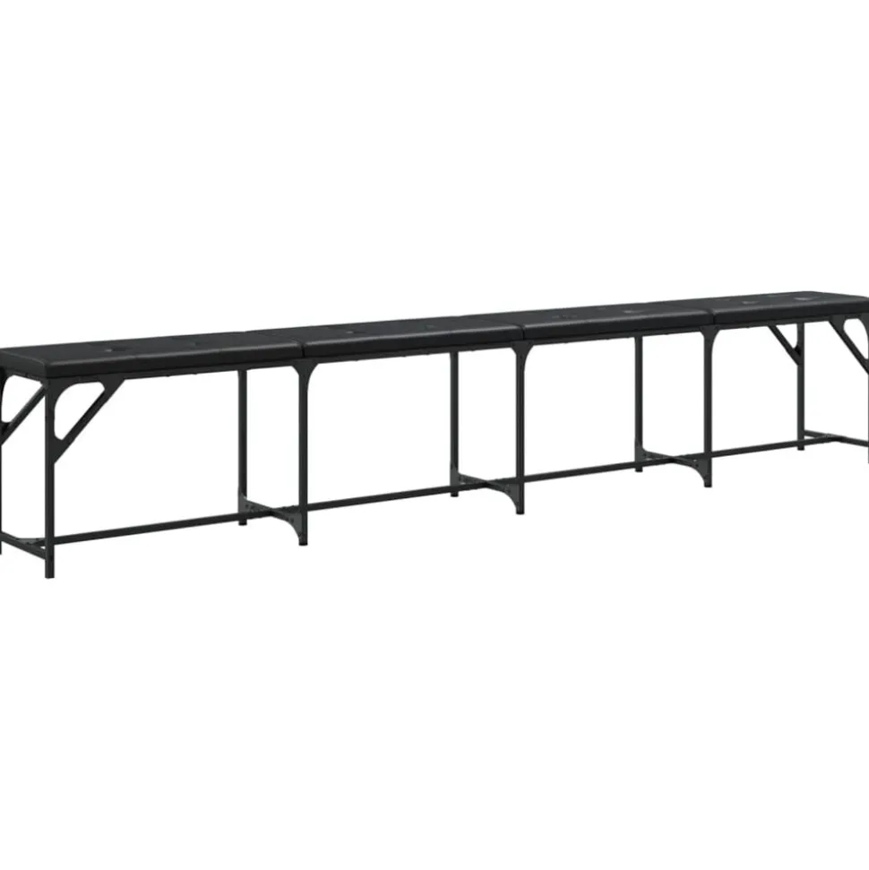 vidaXL Matsalsbänk svart 248x32x45 cm stål och konstläder