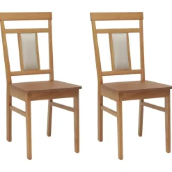 Online vidaXL Matstol 2 pcs Massiv Gummiträ Naturfärg