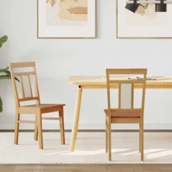 Online vidaXL Matstol 2 pcs Massiv Gummiträ Naturfärg