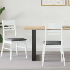 vidaXL Matstolar 2 pcs Vit 43 x 54 x 89 cm Massiv Gummiträ