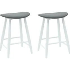 vidaXL Matstolar 2 pcs Vit 46 x 37 x 63 cm Massiv Gummiträ