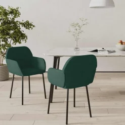 Outlet vidaXL Matstolar 2 st sammet Mörkgrön