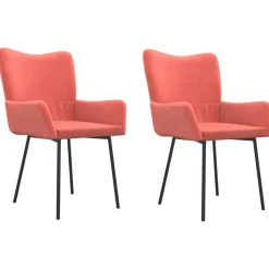 vidaXL Matstolar 2 st rosa sammet