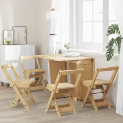 Discount vidaXL Matstolar hopfällbara 4 st Corona massiv furu Vaxbrun