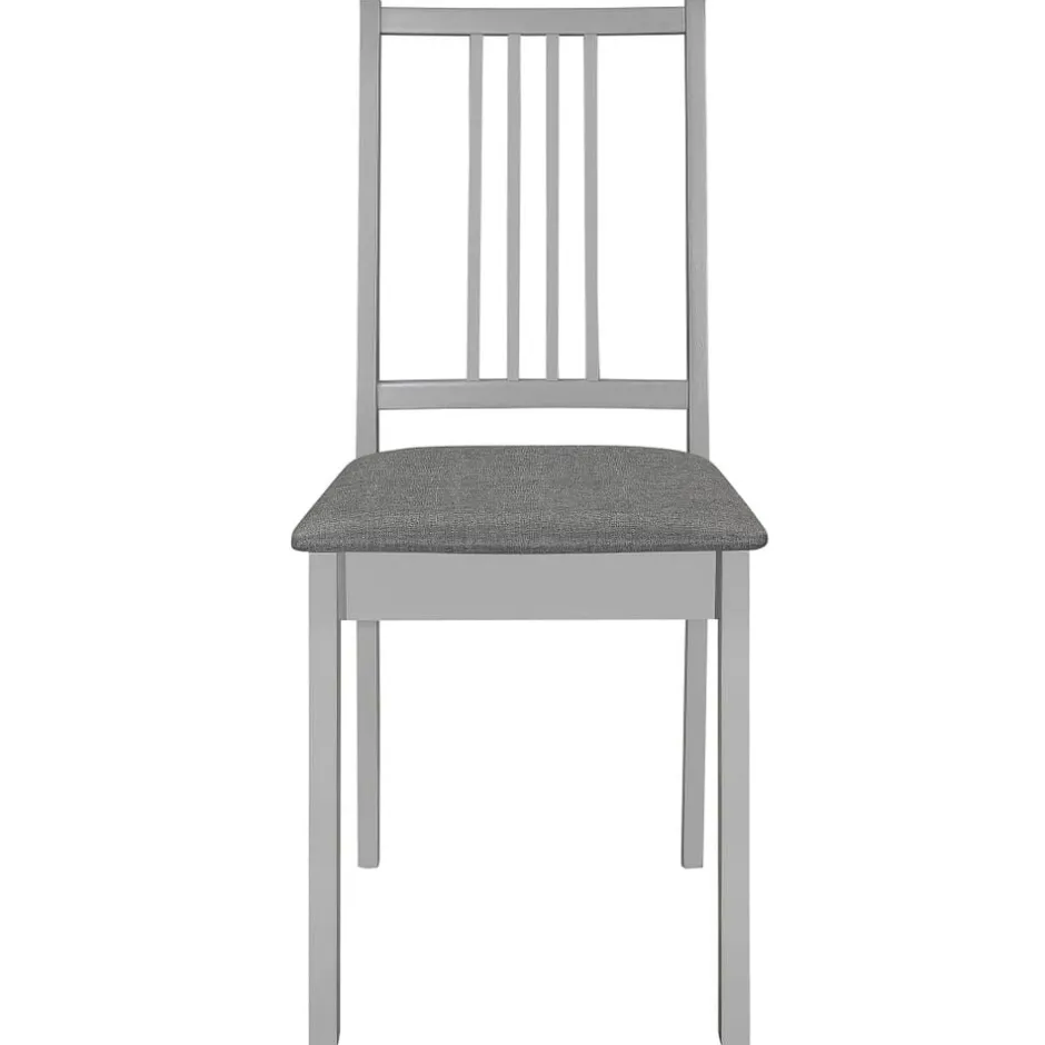 Best vidaXL Matstolar med dynor 4 st massivt trä Grå