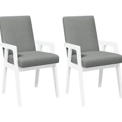 vidaXL Matstolar med dynor 2 st, vit, massivt trä, gummi