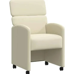 vidaXL Matstolar med hjul 2 pcs Kräm 58 x 65 x 98 cm Konstläder