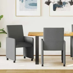 vidaXL Matstolar med hjul med hjul 2 pcs Mörkgrå 57 x 66 x 94 cm tyg