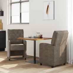 vidaXL Matstolar med hjul med hjul 2 pcs Mörkgrå 58 x 67 x 97 cm