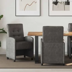 vidaXL Matstolar med hjul 2 pcs Svart 58 x 67 x 97 cm Konstläder