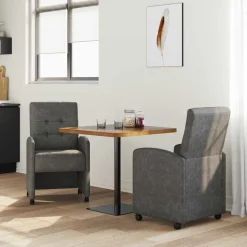 vidaXL Matstolar med hjul 2 pcs Svart 58 x 67 x 97 cm Konstläder
