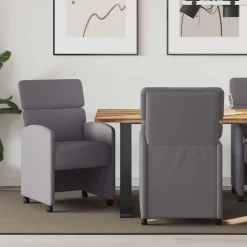vidaXL Matstolar med hjul 2 pcs Grå 58 x 65 x 98 cm Konstläder