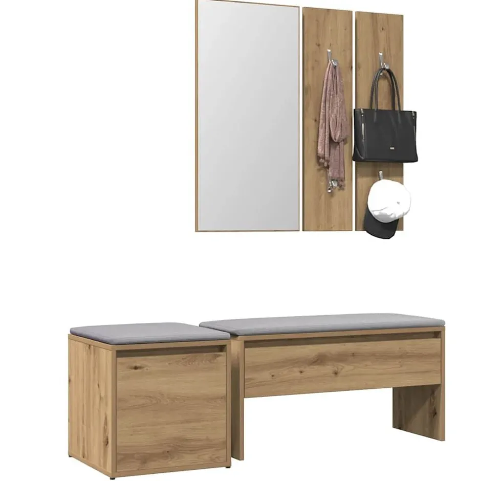 Sale vidaXL Möbelset för hallen hantverksmässig ek konstruerat trä artisan ek