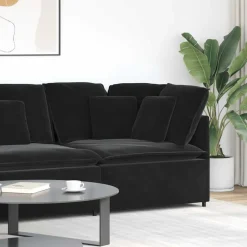 vidaXL Modulär hörnmodul för soffa med dynor svart 100 cm