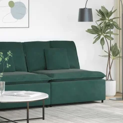 Best vidaXL Modulär mittmodul för soffa med dynor 100 cm Mörkgrön