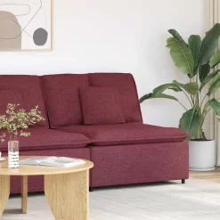 vidaXL Modulär mittmodul för soffa med kuddar vinröd 100 cm