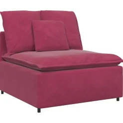 New vidaXL Modulär mittmodul för soffa med kuddar 100 cm Vinröd