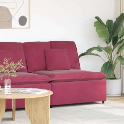 New vidaXL Modulär mittmodul för soffa med kuddar 100 cm Vinröd