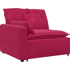 vidaXL Modulär soffa armstödsändmodul med dynor vinröd 100 cm