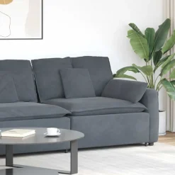 vidaXL Modulär soffa armstödsändmodul med dynor 100 cm Mörkgrå