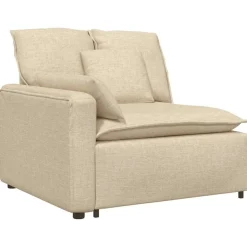 vidaXL Modulär soffa armstödsändmodul med kuddar gräddvit 100 cm