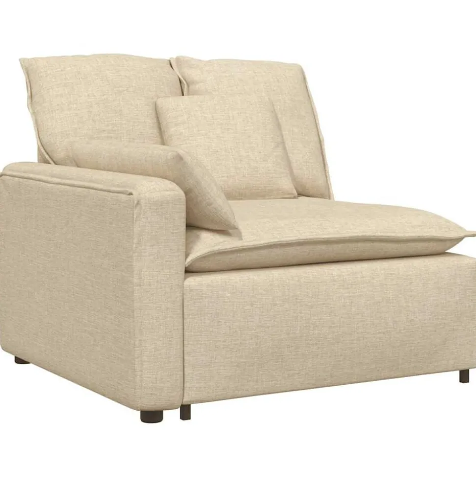 vidaXL Modulär soffa armstödsändmodul med kuddar gräddvit 100 cm